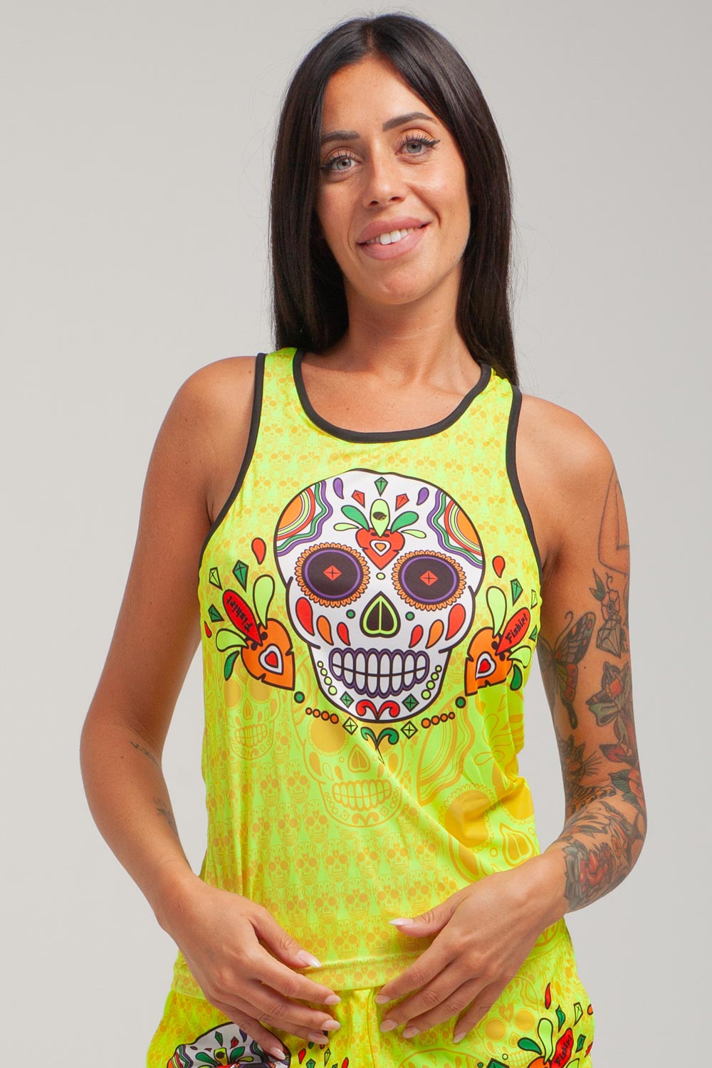 Camiseta sin mangas Muertos Fitness - Amarillo