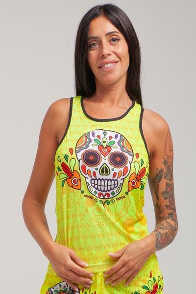 Camiseta sin mangas Muertos Fitness - Amarillo