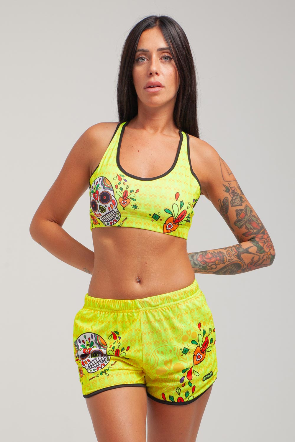 Short con tasche Muertos Giallo