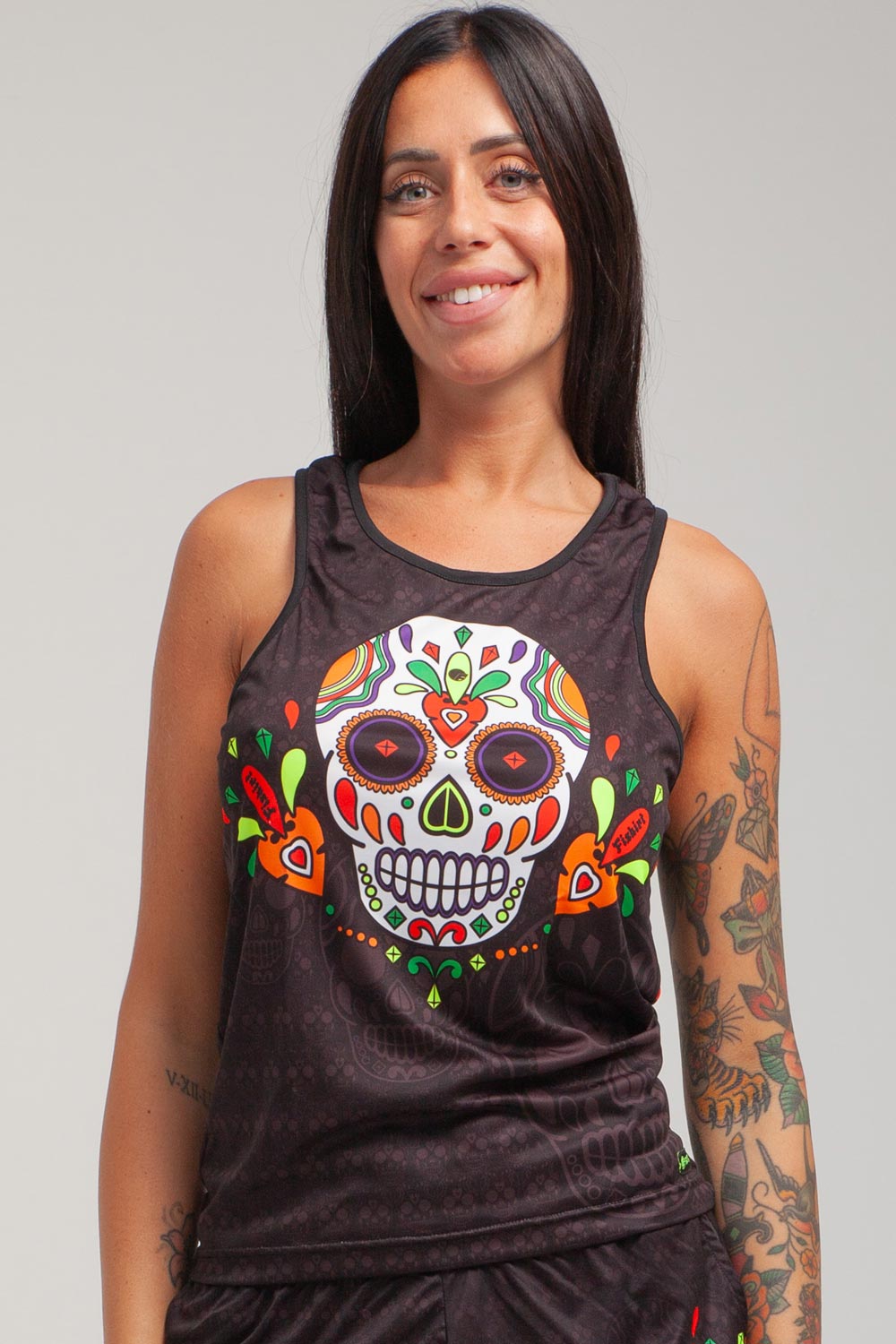 Camiseta sin mangas Muertos Fitness - Negro