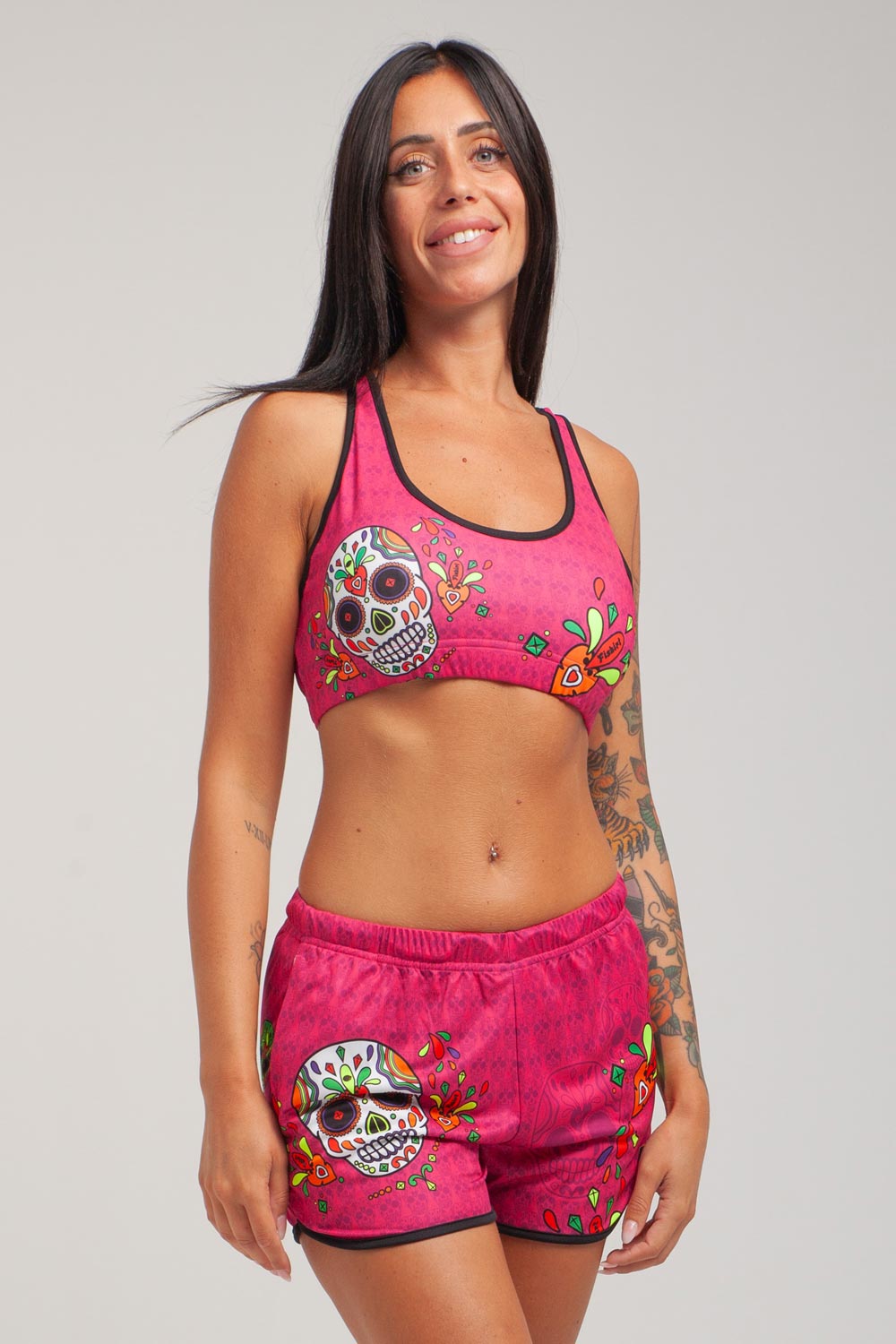 Short con tasche Muertos Pink